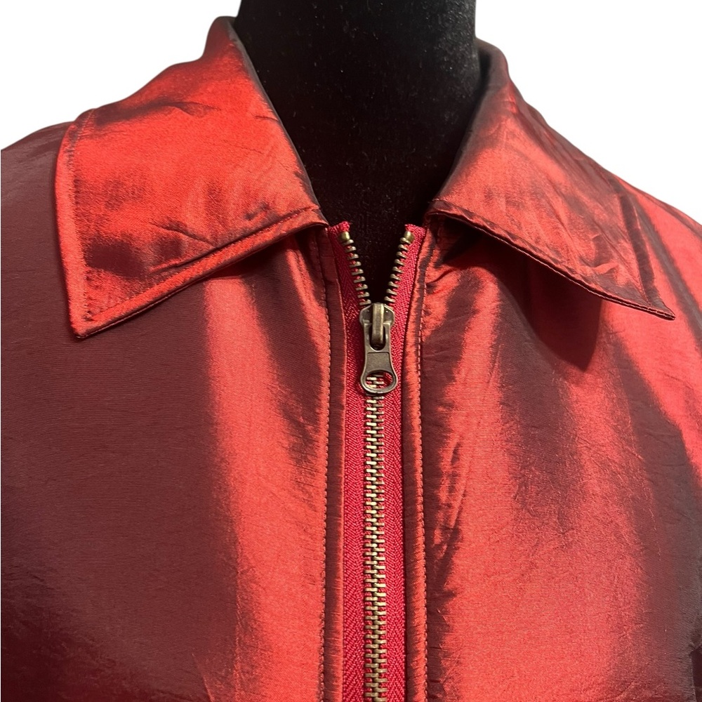 Chico's Red Shimmer Zip-Up Jacket Size M - Picture 3 of 7